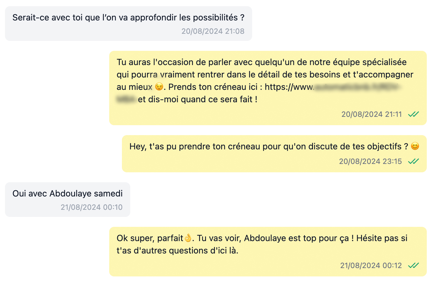 Exemple de conversation SetSmart